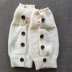Baby Toddler Leg Warmers Boot Socks Cream Knit Lace